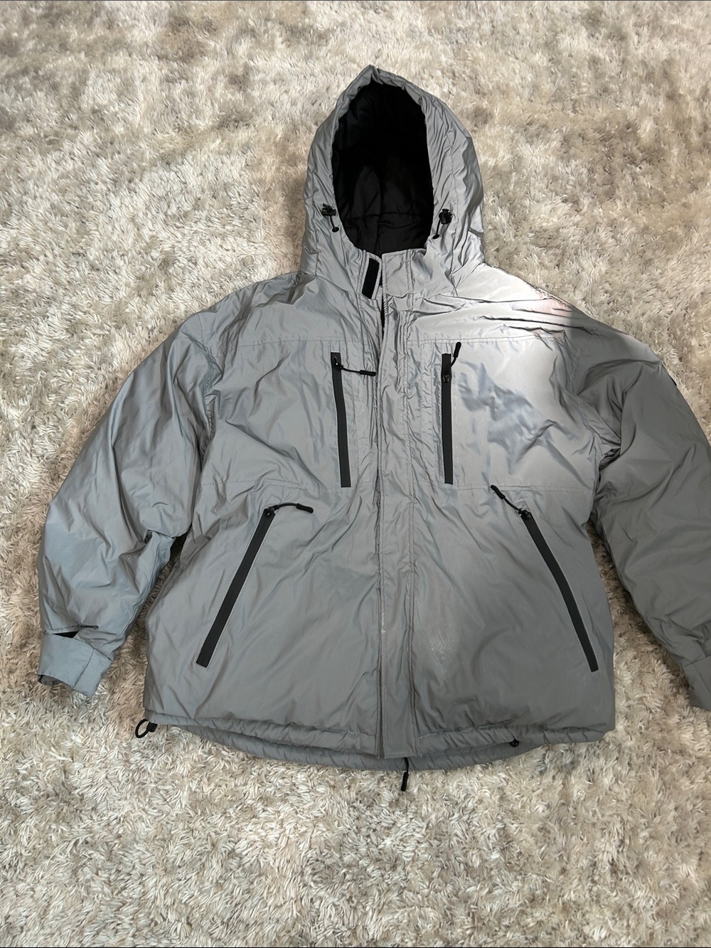 Zara Women’s Reflective Down-filled Hooded Puffer Jacket - Gray